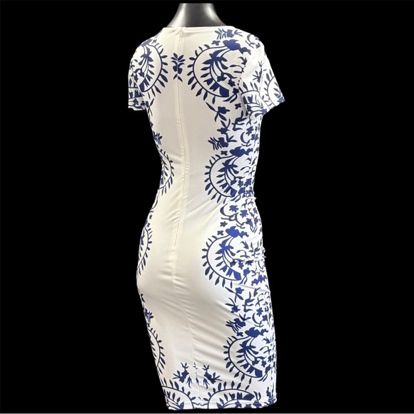 SHEIN White Dress with Blue Floral Design - Picture 2 of 6